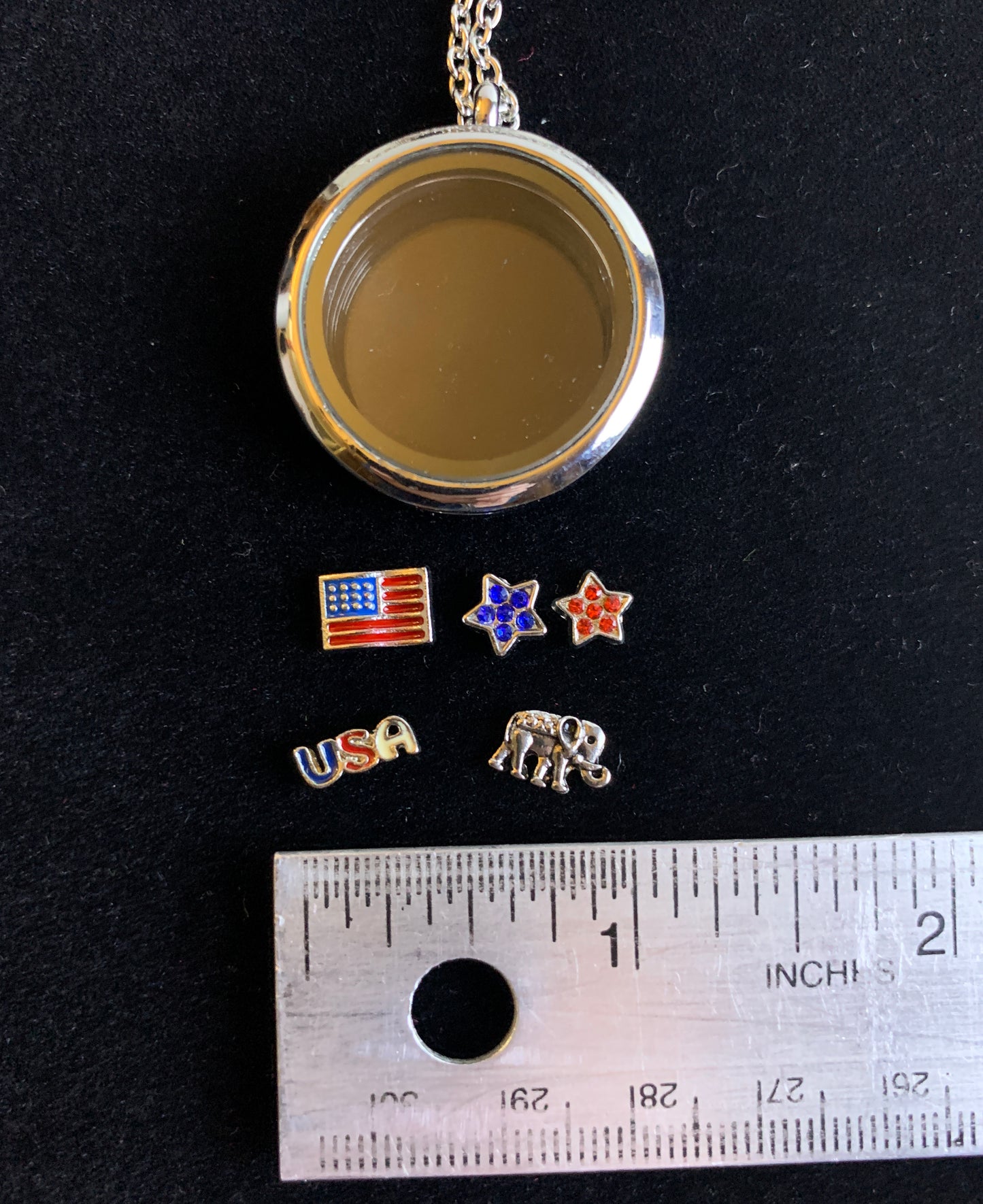 Floating Locket - 250th Anniversary Patriotic Elephant Necklace