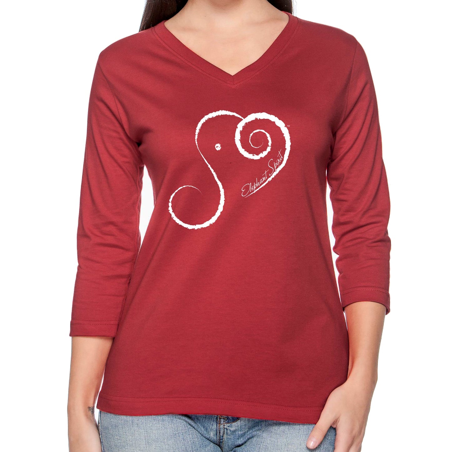 Elephant Spirit Shirt 3/4 Sleeve Red