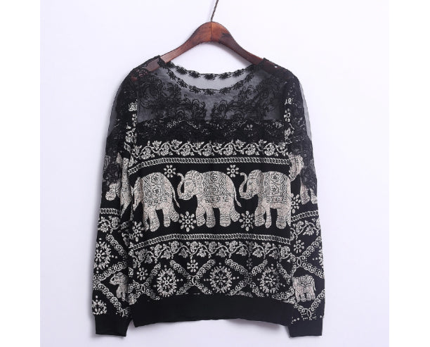 Elephant Blouse - Black Lace