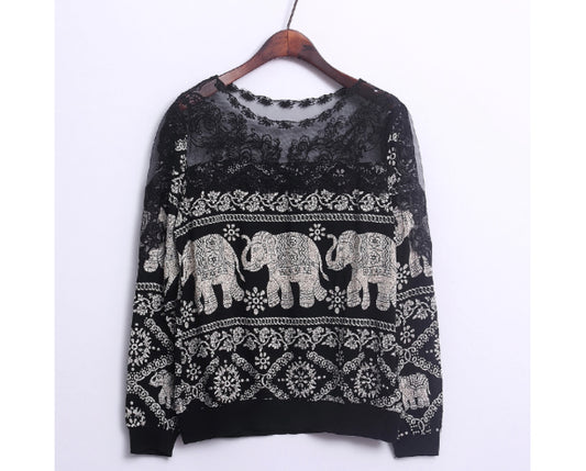 Elephant Blouse - Black Lace