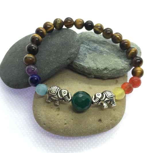 Bracelet - Elephant Pride Chakra and Natural Tiger's Eye