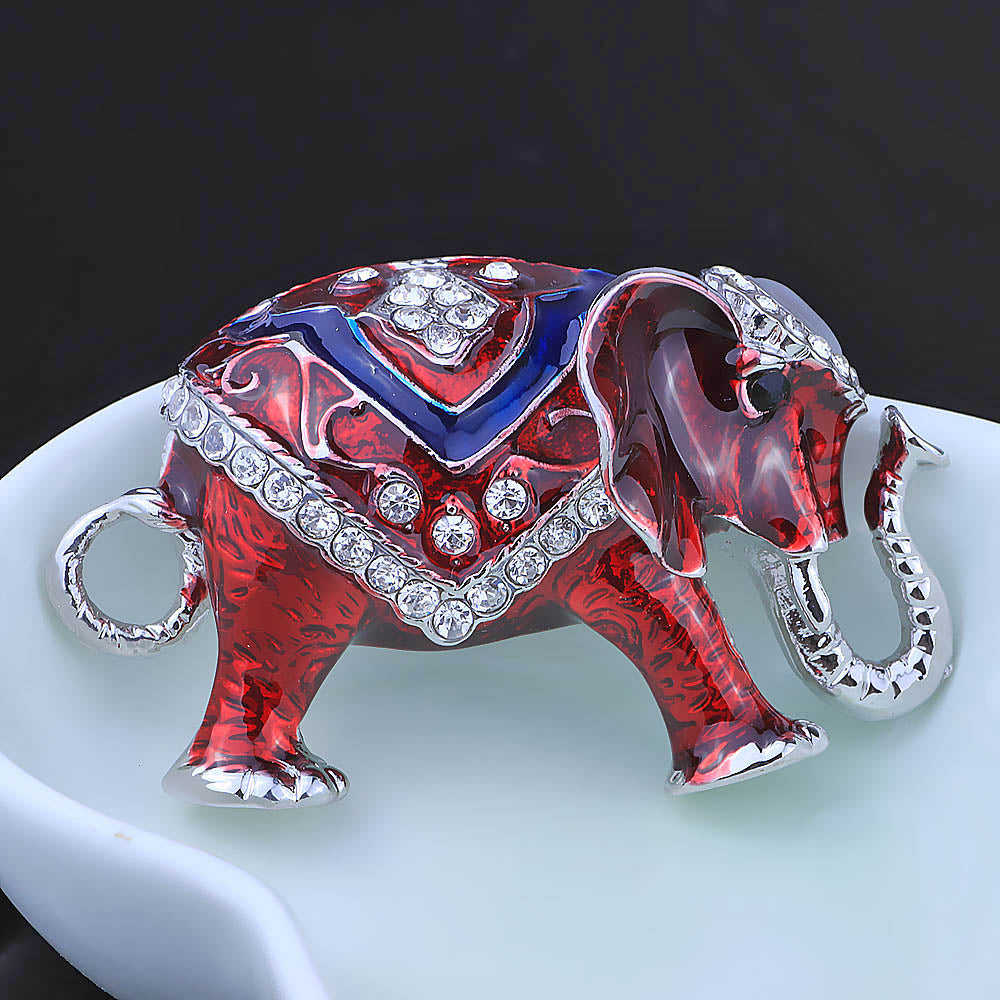 Red, White & Blue Elephant Brooch