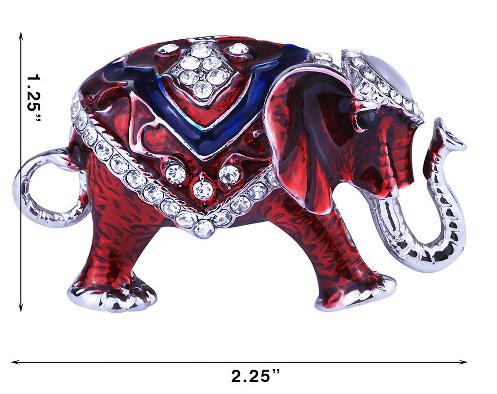 Red, White & Blue Elephant Brooch