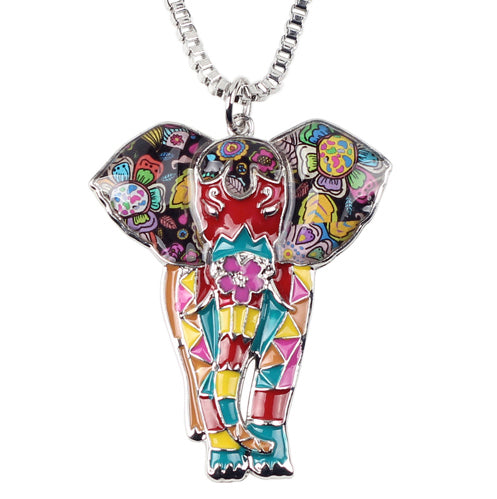 Elephant Necklace - Enamel Charging Elephant