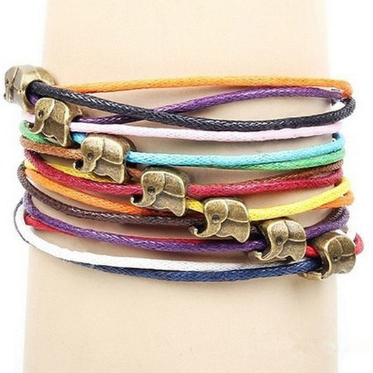 Bracelet - Elephant: Rainbow Cord