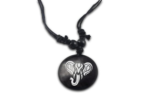 NECKLACE: Black Etched Elephant Pendant