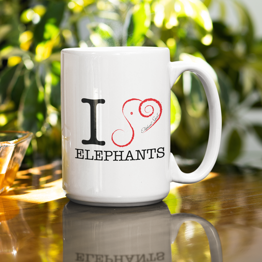 Elephant Coffee Mug - I 'Heart" Elephants
