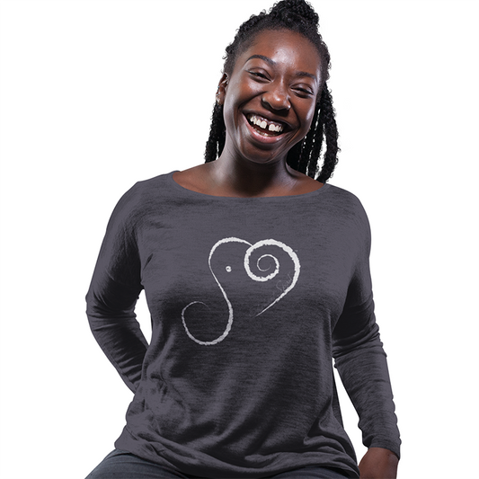 Elephant Spirit Shirt - Long-Sleeve Scoop Neck Grey