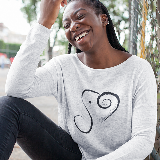 Elephant Spirit Shirt - Long-Sleeve Scoop Neck White