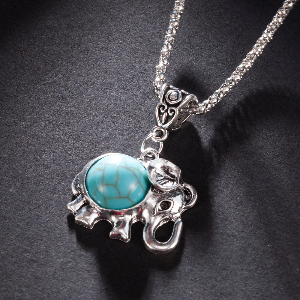 NECKLACE - Elephant: Round Turquoise Ellie
