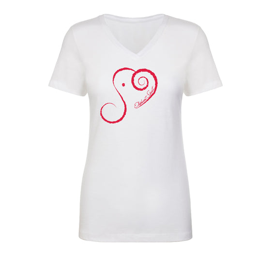 V-Neck Short-Sleeve Elephant Spirit T - WHITE with Red