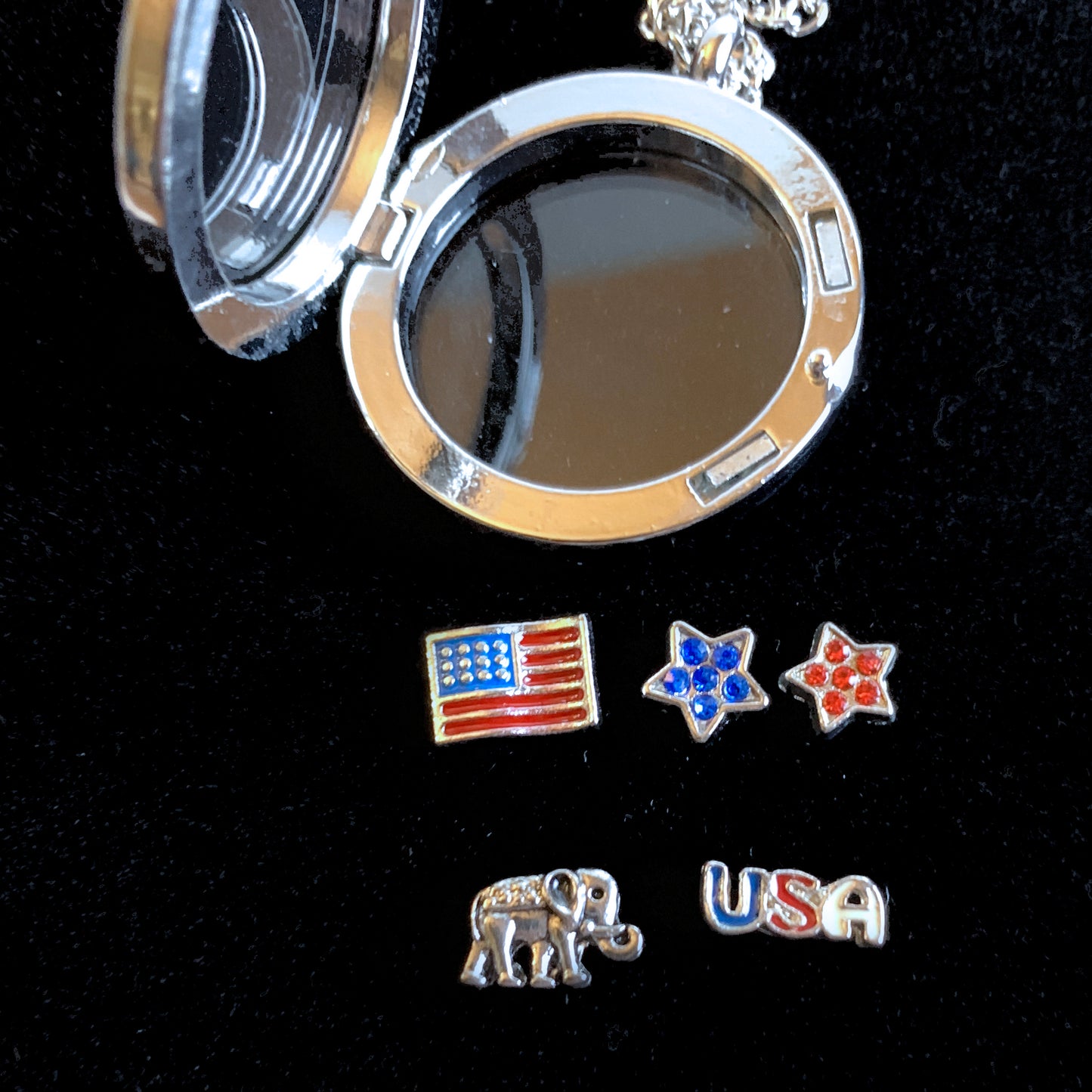 Floating Locket - 250th Anniversary Patriotic Elephant Necklace