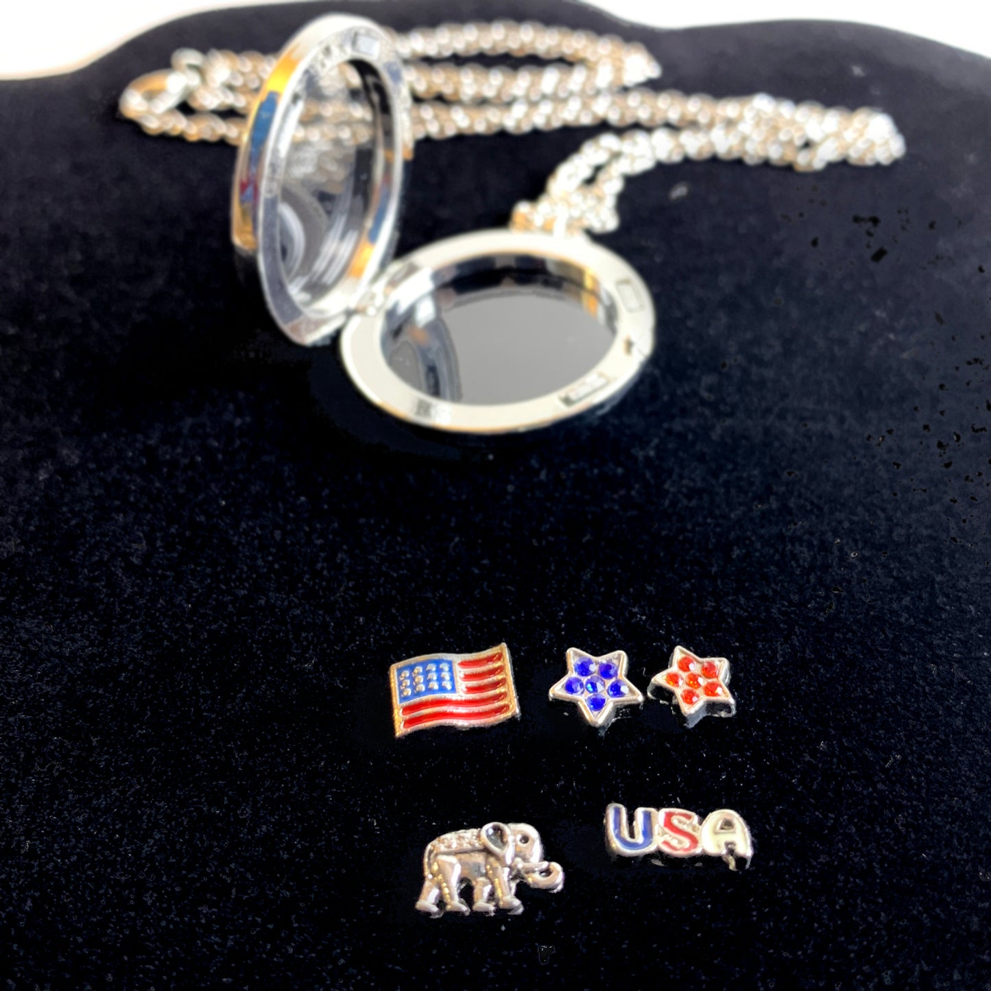 Floating Locket - 250th Anniversary Patriotic Elephant Necklace