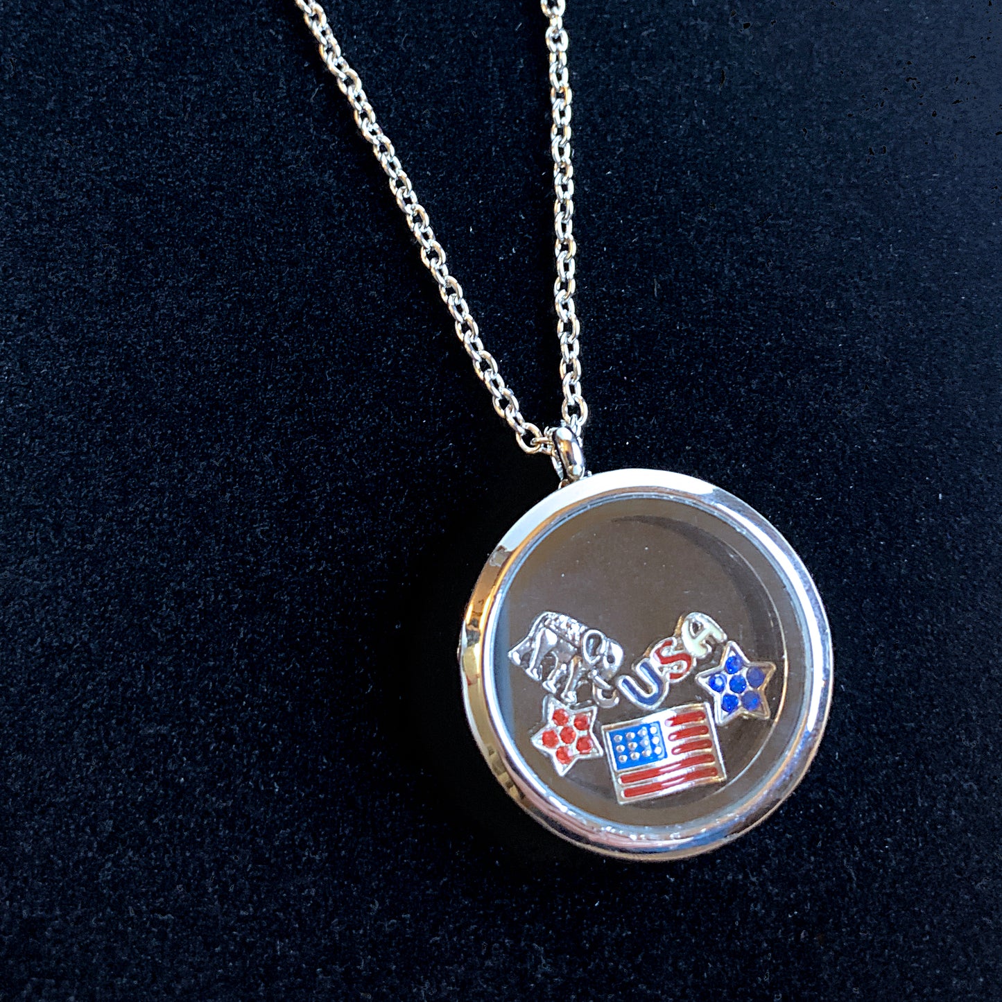 Floating Locket - 250th Anniversary Patriotic Elephant Necklace