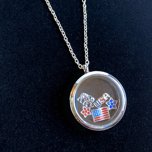 Floating Locket - 250th Anniversary Patriotic Elephant Necklace