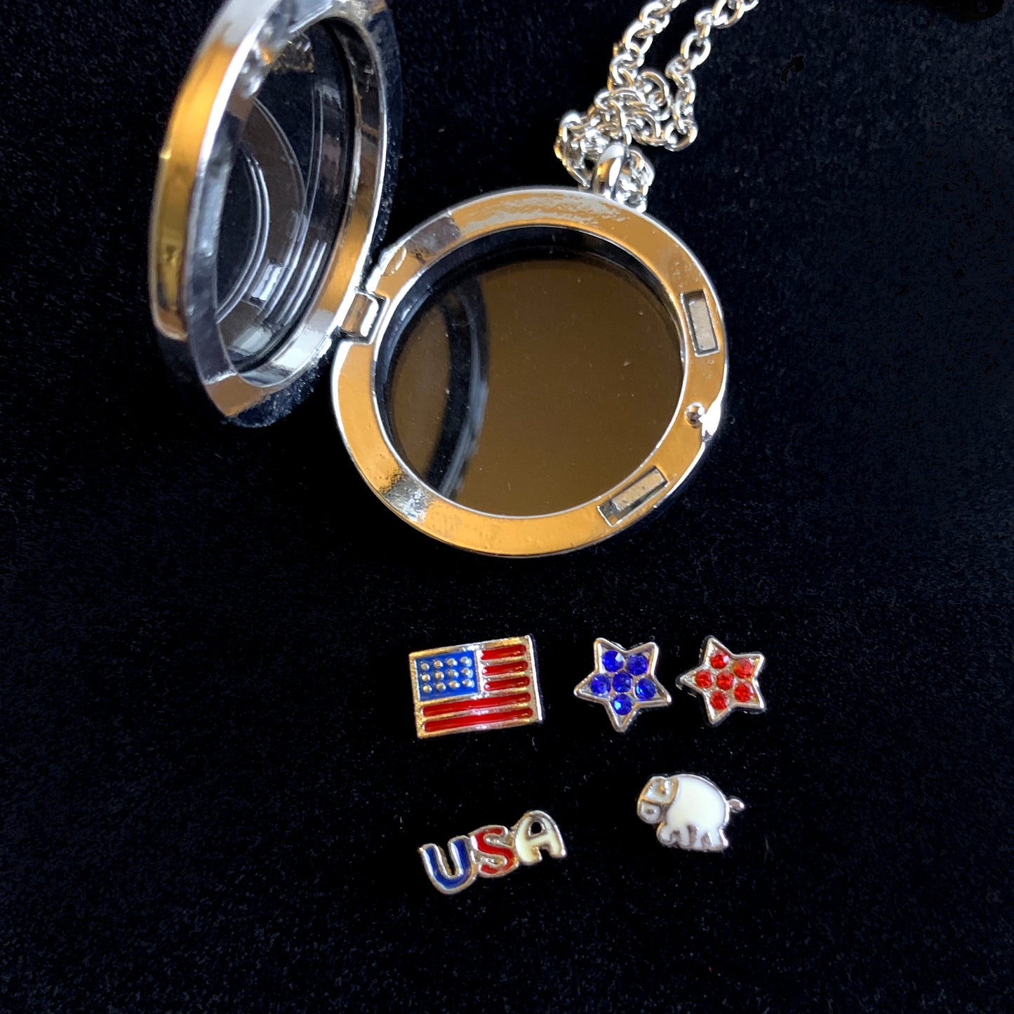 Floating Locket - 250th Anniversary Patriotic Elephant Necklace