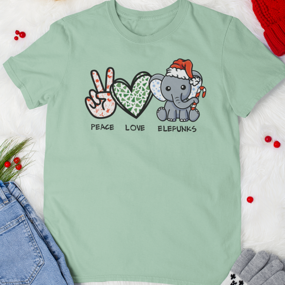 Peace Love & Elefunks - Christmas T-Shirt