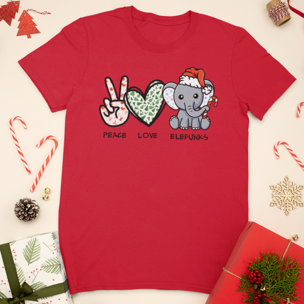 Peace Love & Elefunks - Christmas T-Shirt