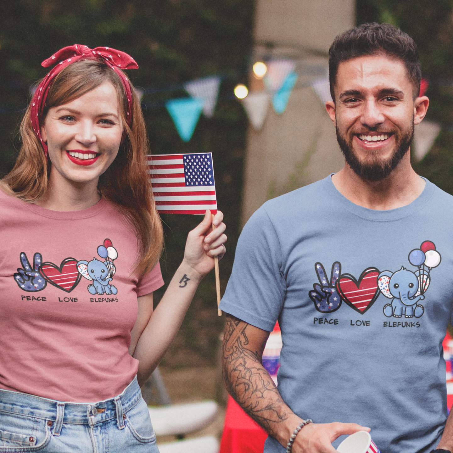 Peace, Love & Elefunks - PATRIOTIC Shirt