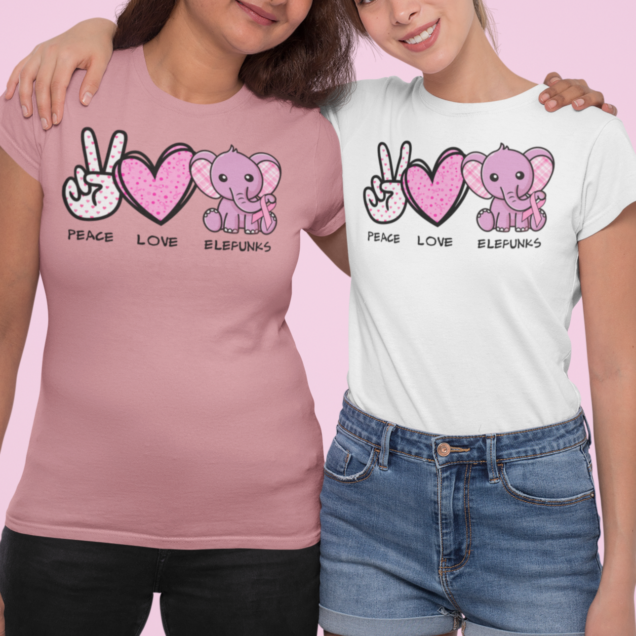 Peace Love & Elefunks - PINK T-shirt