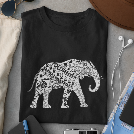 Long-Sleeve Painted Elephant Ladies T-Shirt