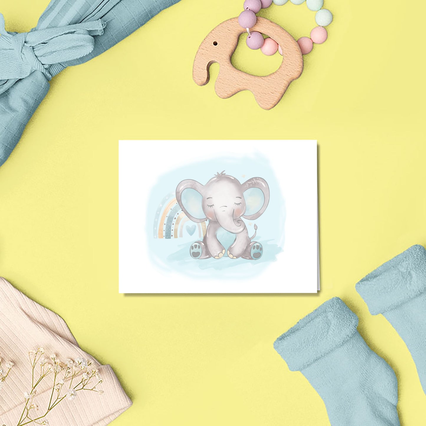New Baby Card - Blue Elephant