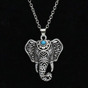NECKLACE - Elephant: Boho Turquoise & Silver