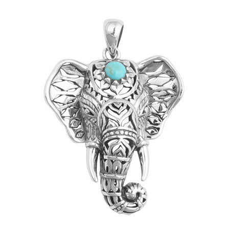 NECKLACE - Elephant: Boho Turquoise & Silver