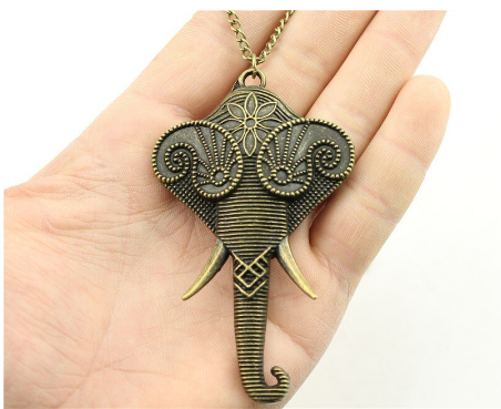 NECKLACE - Elephant with Lotus / Paisley Ears 20"