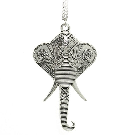 NECKLACE - Elephant with Lotus / Paisley Ears 20"