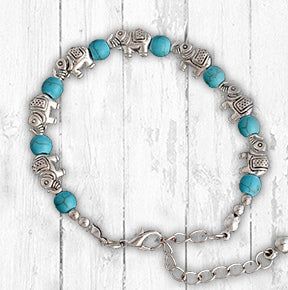 Turquoise and Silver Elephant Bracelet