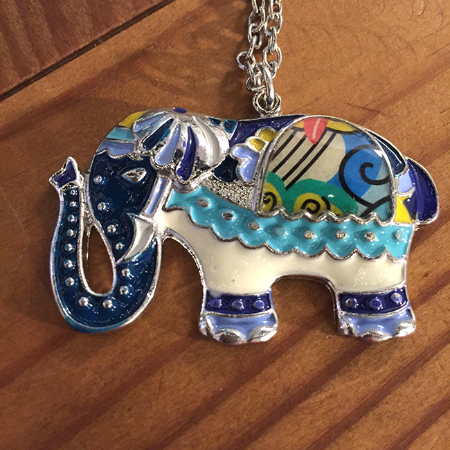 Elephant Necklace - Enamel Marching Elephant
