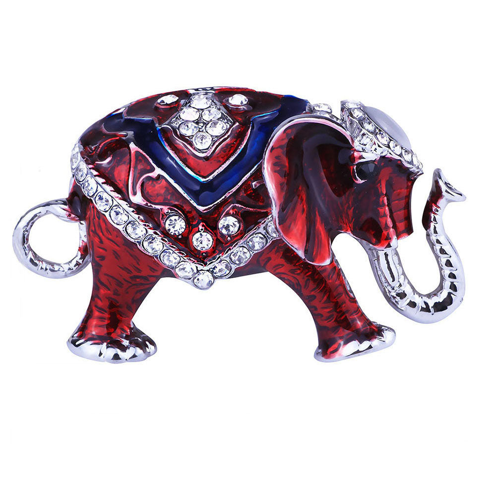 Red, White & Blue Elephant Brooch