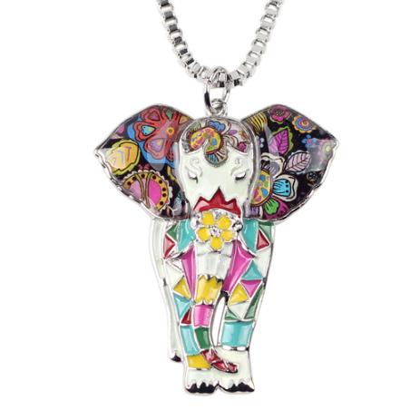 Elephant Necklace - Enamel Charging Elephant