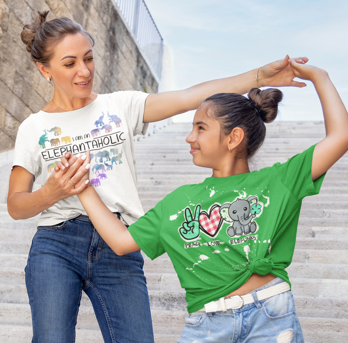 Peace Love & Elefunks - St Patrick's Day Bleached KIDS Tee