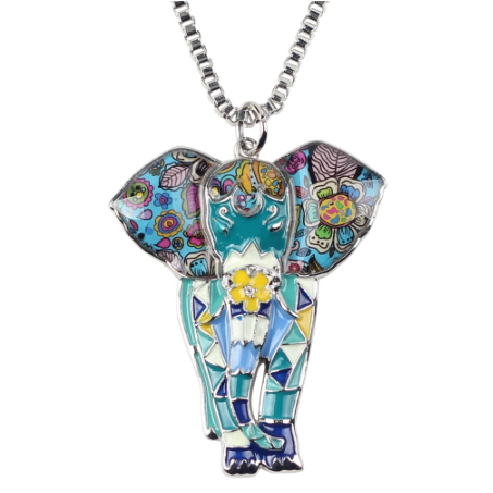 Elephant Necklace - Enamel Charging Elephant